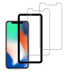 新品 日本旭硝子素材製 対応 iPhone11 Pro/iPhone X/iPhoneXS 用の ガラスフィルム 強化ガラス 保護フィルム ガイド枠付き 2枚セット