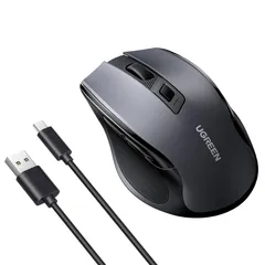 新品 UGREEN ワイヤレス マウス 無線 Bluetooth&2.4GHz 静音マウス 6ボタン USB C 充電式 最大4000DPI 5段DPI調整可能 Windows PC Chromebookなどに対応 ブラック