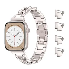 【新品】 調整器具不要 Apple Watch バンド ステンレス チェーンベルト アップルウオッチバンド 頑丈 色落ちしない おしゃれ レディース メンズ Apple Watch Series 10 9 8 7 6 5 4 3 2 1 SE Ultra  1