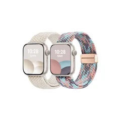 【新品】 【2枚入り】 for Apple Watch バンド 42mm（S11/10） 41mm 40mm 38mm 編み込み アップルウォッチ バンド ナイロン 交換ベルト 伸縮性 金属磁気バックル 強力マグネット iWatch Series11 10 0