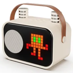 【新品】カラオケセット ワイヤレスマイク2本付き スピーカーセット Bluetooth5.3対応 拡声器 ディスプレイ搭載 50種表示パターン＆10種LEDモード 変音・伴奏モード・TWS機能・大容量バッテリー TF/USB/AUX対応 子供 1aba7daf