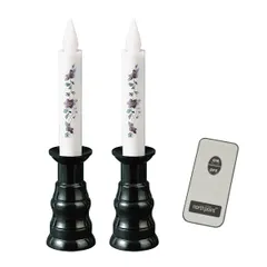 新品 サンメニー LED ろうそく 2本セット リモコン 付属 ゆらゆら 炎 が ゆらめく ローソク 蝋燭 キャンドル 燭台 付き 仏具 小物 現代 仏壇 黒 蒔絵 鉄仙 毎日の お供え お参り に ペット 手元供養 国産 単4電池 2本 ×2使用 直径4.0