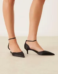 マンゴ レディース シューズ ヒール Mango pointed closed back heeled shoes Black ブラックのサムネイル