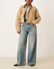 ジェイディーワイ レディース ボトムス デニムパンツ ワイドレッグ アシンメトリー ジーンズ JDY wide leg jeans with asymmetric seams in medium blue wash MID BLUE ブルー