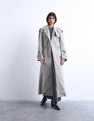 トップショップ レディース アウター コート ナイロン Topshop unlined longline nylon trench coat gray グレーのサムネイル