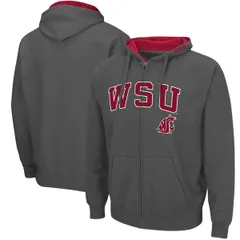コロシアム メンズ アウター パーカー・スウェット ロゴ Mens Colosseum Charcoal Washington State Cougars Arch Logo 30 FullZip Hoodie Charcoal チャコール