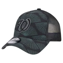 ニューエラ メンズ アクセサリー 帽子 Mens New Era Black Washingtonationals 9FORTY AFrame Trucker Adjustable Hat Black ブラック
