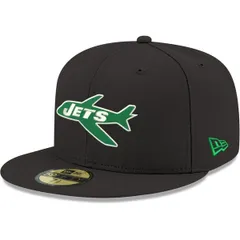 ニューエラ メンズ アクセサリー 帽子 Mens New Era Black New York Jets Omaha Throwback 59FIFTY Fitted Hat Black ブラック