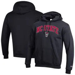 チャンピオン メンズ アウター パーカー・スウェット ロゴ フリース MensChampion Black NC State Wolfpack Arched Logo Fleece Pullover Hoodie Black ブラック