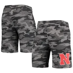 コンセプツ スポーツ メンズ ボトムス ハーフパンツ・ショーツ パイル ショートパンツ Mens Conceptsport CharcoalGray Nebraska Huskers Camo Backup Terry Jam Lounge Shorts Ch