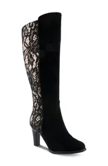 スプリングステップ レディース シューズ ブーツ・レインブーツ レース LArtiste by Spring Step Sultana Lace Panel Knee High Boot Black Multi Suede ブラック