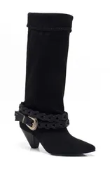 フリーピープル レディース シューズ ブーツ・レインブーツ Free People Bridget Buckle Strap Slouch Boot Faded Black Suede Lr ブラックのサムネイル