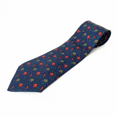エルメス HERMES 総柄 シルク ネクタイ 紺 ネイビー ☆AA★