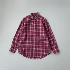 ブルックスブラザーズ アイリッシュリネン チェックシャツ ボルドー Mサイズ　 T1386 A4