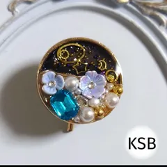 ポニーフック フラワー 夜 月 星 パール ハンドメイド