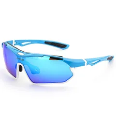 【新品】 [自由スイミン] スポーツサングラス 偏光レンズ 軽量 滑り止めストラップ付 UV400カット おしゃれ ノーズパッド調節可 TR90 PC素材 汗ベタつき防止 耐衝撃 日本向き ゴルフ 自転車 釣り 山登り 運転眼鏡 sports sungla 0