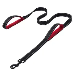 【新品】 mitas 犬用リード ペットリード 2ハンドル 反射材付き 丈夫 ナイロン お散歩グッズ 小型犬 中型犬 大型犬 便利 持ちやすい 多機能 夜間 散歩用 TN-LHD2-BKRDのサムネイル