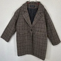 《Lady》グレンチェック チェスターコート ブラウン系 ウール混 ミドル丈