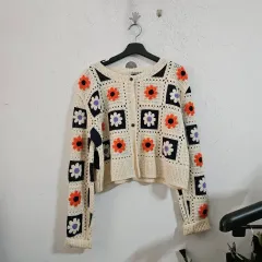 花柄クロシェ編みカーディガン アイボリー
