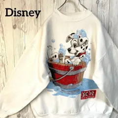 ディズニー101匹わんちゃん Disney 101 DALMATIANS スウェットトレーナー 　メンズ L〜XL相当　ゆるダボシルエット　キャラプント ヴィンテージ古着　コットン　25-1191