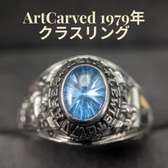 米国 ArtCarved 1979年 ヴィンテージ クラスリング 16号 シラジウム合金 ブルーストーン サンバーストカット パンサー カレッジリングのサムネイル