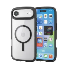 新品 エレコム iPhone Air ケース カバー クリア 耐衝撃 衝撃吸収 マグネット ハイブリッド 薄型 軽量 ストラップホール付き 全周エアークッション ストラップホルダーシート付 TOUGH SLIM LITE ブラック PM-A25BTSLFCMB