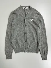 正規品 コム・デ・ギャルソン PLAY 白 ワッペン ニット カーディガン