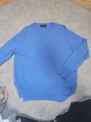 未使用級//ブルー 柔らかい ラウンドネック ニット-55