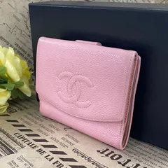 シャネル 折財布 Wホック ココマーク キャビアスキン ピンク FS206