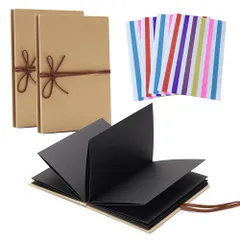 新品 手作り アルバム 2冊セット DIY 折りたたみ式 アコーディオンタイプ スクラップブック フォトアルバム 写真集 記念日/結婚/卒業/誕生日/お祝い クラフト台紙製 贈り物 (黒色)