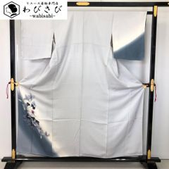 小紋 花模様 松 菊 暈し 縮緬 青黛色 K-5877 小紋 花模様 松 菊 暈し 縮緬 青黛色 K-5877の通販 by リユース着物