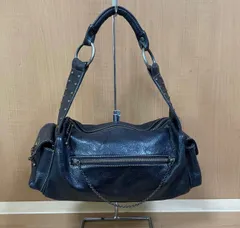 interstaple 本革 ハンドバッグ ブラック スタッズ チェーン レザー ショルダー風 レディース A1のサムネイル