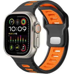 アップルウォッチ用 バンド シリコン スポーツ 蒸れにくい 通気性 超柔らかい 42mm 44mm 45mm 46mm 49mm 38mm 40mm 41mm 交換ベルトメンズ 腕馴染 Compatible with Watch Series 11/10/9/