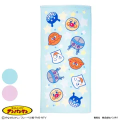 フェイスタオル 34×72cm アンパンマン （ タオル 手拭きタオル 綿100 コットン 無撚糸 吸水 デイリータオル キャラクター 汗拭きタオル フェイス 洗顔 やわらか 日常使い 新生活 かわいい ギフト )