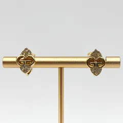 GIVENCHY（ジバンシィ）4Gロゴ イヤリング ラインストーン ゴールドカラー レディース【中古】