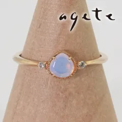 美品 アガット K10×ダイヤモンド オパール リング/24-4542