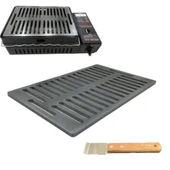 炉端焼き器 各種適合 黒皮鉄板6㎜ 2段スリット 炙りや 裏表なめらか仕上げ ヘラ付き イワタニ カセットコンロ本体は付属しません 材料製造共に日本国内のサムネイル
