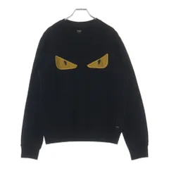 FENDI (フェンディ) バグズアイ フロントデザイン クルーネックスウェット ブラックのサムネイル