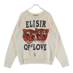 GUCCI (구찌) ELISIR OF LOVE 프런트 타이거 프린트 스팽글 장식 크루넥 ​​긴소매 스웨트 트레이너 아이보리 469250 XJBI5