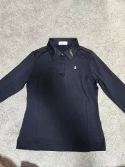 未使用// マンシングウェア レディース ゴルフ 長袖 カラーTシャツ ブラック-S