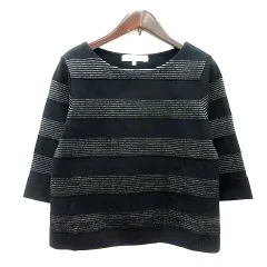 ピンキー&ダイアン ピンダイ PINKY&DIANNE ニット カットソー ボーダー 長袖 ラメ 38 M 黒 ブラック /MN