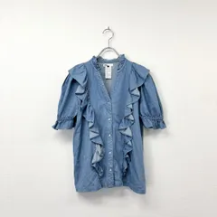 DOUBLE STANDARD CLOTHING ダブルスタンダード クロージング テンセル デニム フリル ブラウス ブルー 系 サイズ 36 804-0005のサムネイル