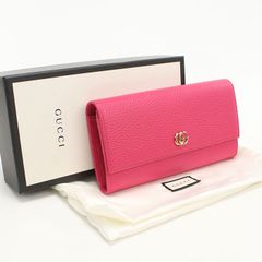 ほぼ未使用 GUCCI GGマーモント 長財布 ピンク レザー 箱付き グッチ