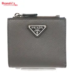 未使用 プラダ PRADA 現行モデル サフィアーノ トライアングル 財布 コンパクト RFID 二つ折り財布 レザー 2ML049 /34711