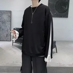 【在庫限り】トレーナー スウエット ロンT メンズ トップス スリット 重ね着風