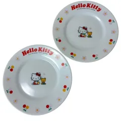 HELLO KITTY　アルコパル ハローキティ プレート 2枚セット フランス製 19.8cm arcopal　1999年製のサムネイル