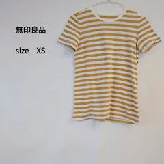 ［無印良品］ クルーネックボーダーTシャツ マスタード カジュアル 春夏コーデ