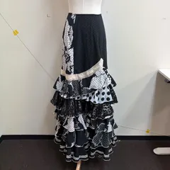 【ソニアジョーンズ】フラメンコ衣装 スカート ファルダ 黒 ブラック ドット 花柄 フリル レースのサムネイル