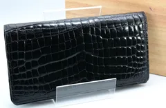 クロコダイル型押し Long Wallet 長財布 ブラック 黒 外箱付き