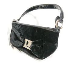 【訳あり】ピエールカルダン ハンドバッグ 黒 ベロア リボン フォーマル pierre cardin パーティーバッグ 冠婚葬祭 レディース 鞄 ハンドル難あり 格安のサムネイル